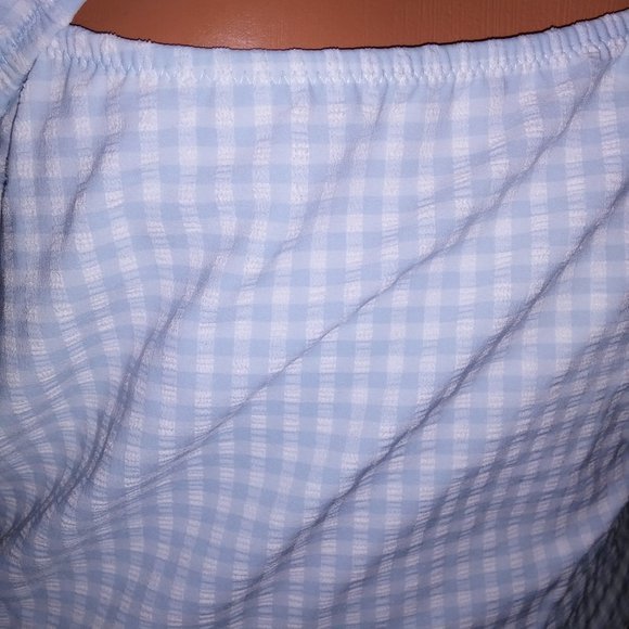 Victoria Secret‎ One Piece Swim Light Blue White Checkered Gingham Strappy New - Picture 4 of 11